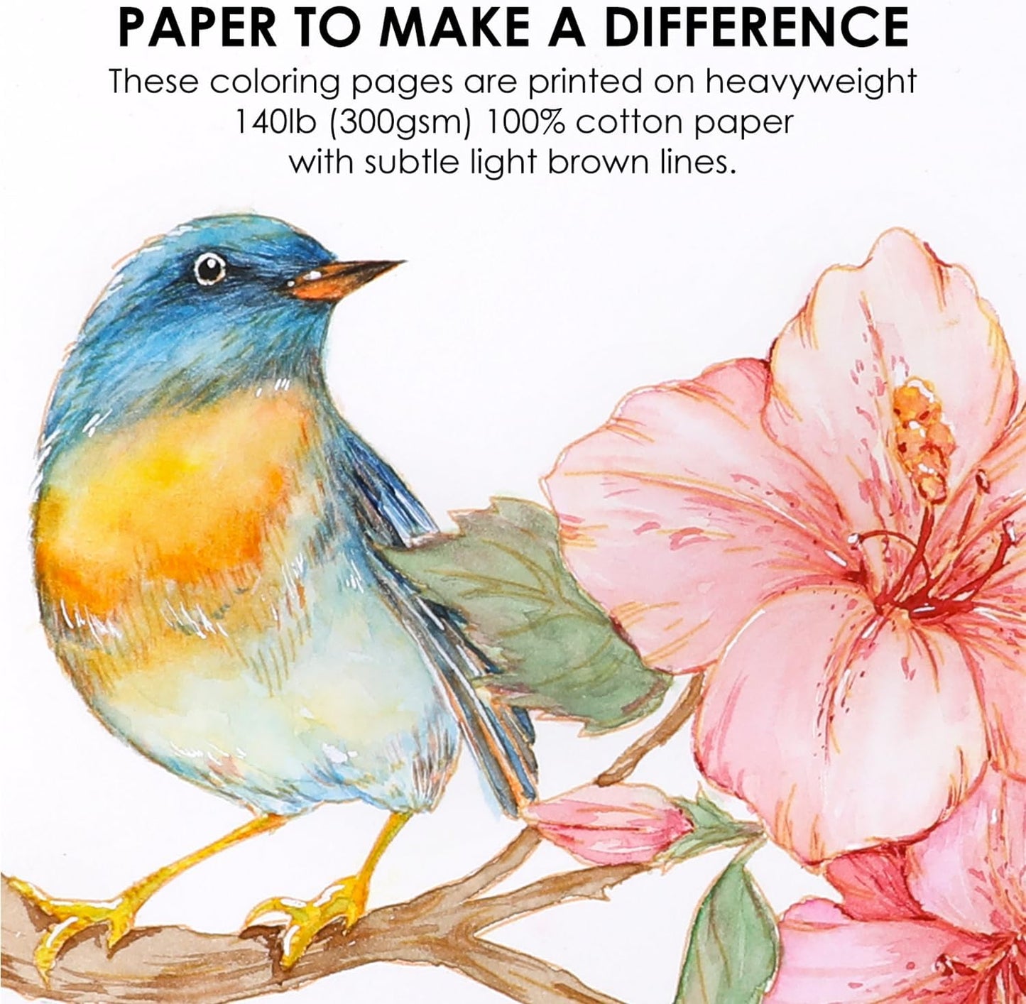 Grabie Watercolor Coloring Book, 15 Sheets Art Pad A5 (8.3 x 5.8), Cotton Watercolor Book for Adults(Floral) - Crafty Corner