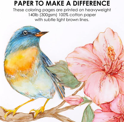 Grabie Watercolor Coloring Book, 15 Sheets Art Pad A5 (8.3 x 5.8), Cotton Watercolor Book for Adults(Floral) - Crafty Corner