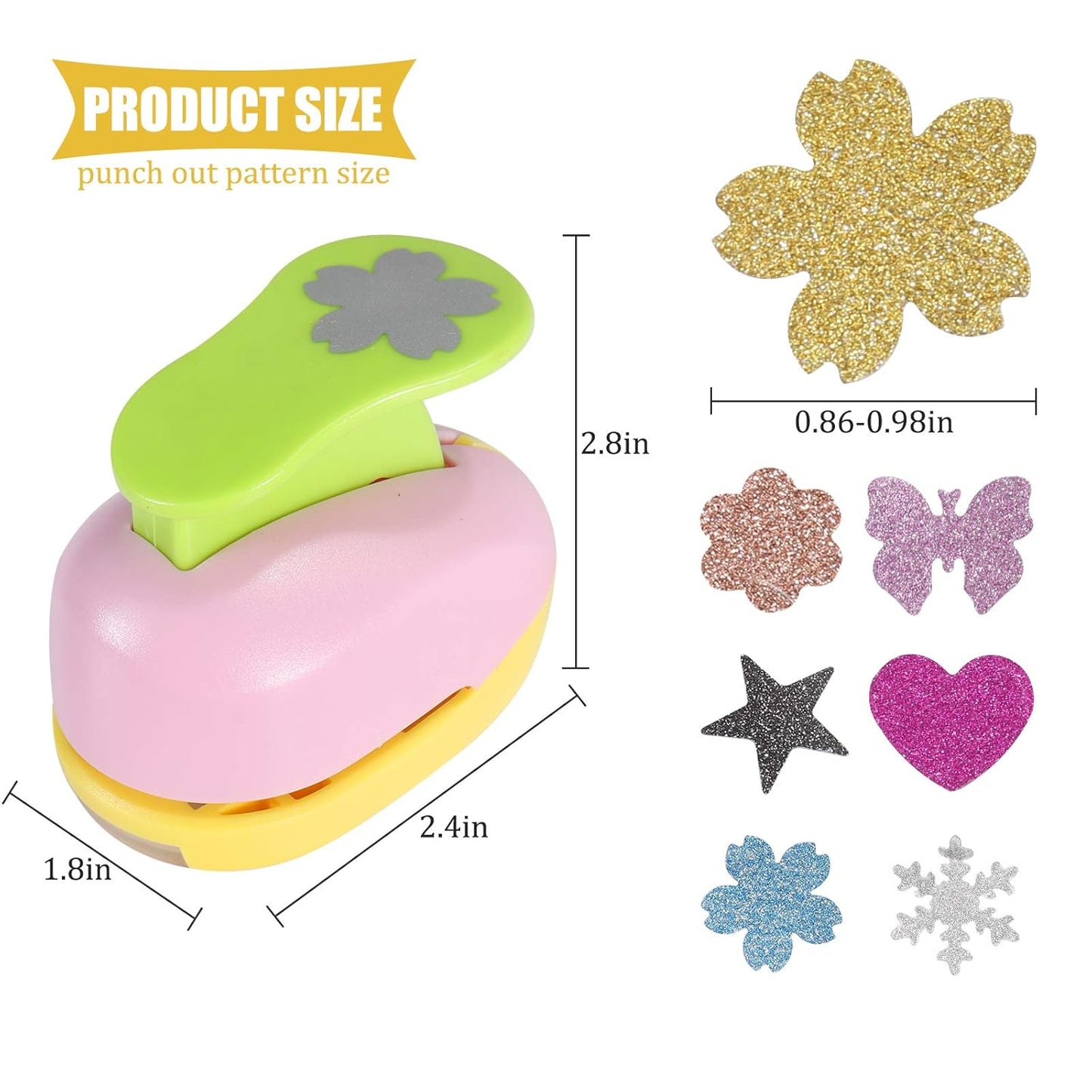 6 Pcs Colorful Craft Hole Punch with 10 Glitter Cardstock Papers, Decorative Scrapbook Paper Puncher Set, Different Shape Paper Hole Puncher Set for Office Supplies (6 Pcs- Different Shapes) - Crafty Corner