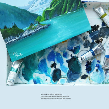 Lukas Berlin Pro Artists Water Mixable Oil Paint 200 ml Tube Viridian Hue, Water Soluble, Lightfast Pigments, Quick Drying, Easy Clean-Up, Eco-Friendly, Professional Quality, 40 Color Range