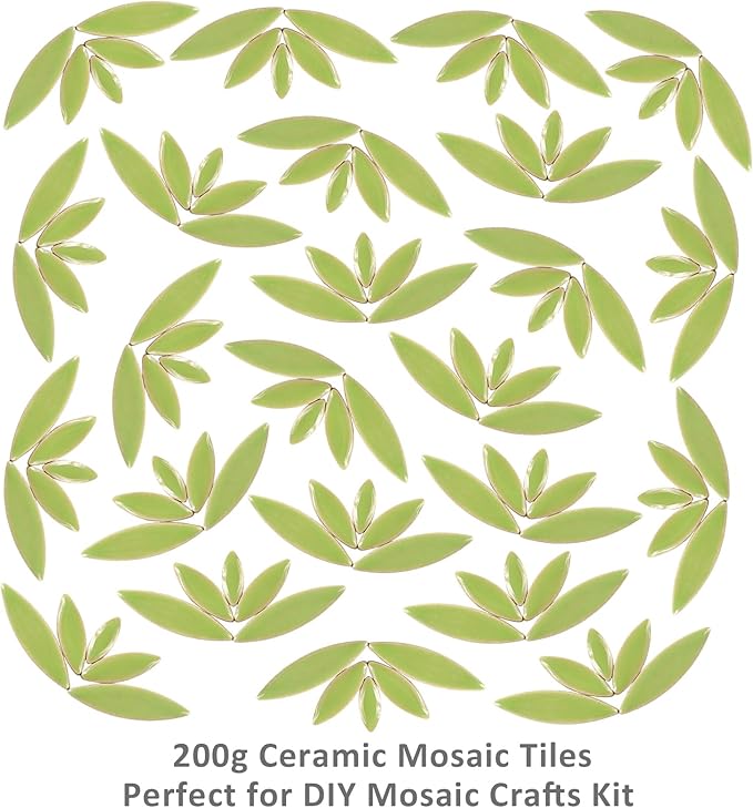 Artspac Green Petal Ceramic Mosaic Tiles for Crafts, 200g Flower Tiles Mosaic Pieces for Mosaic Craft Supplies,Garden Art Decor