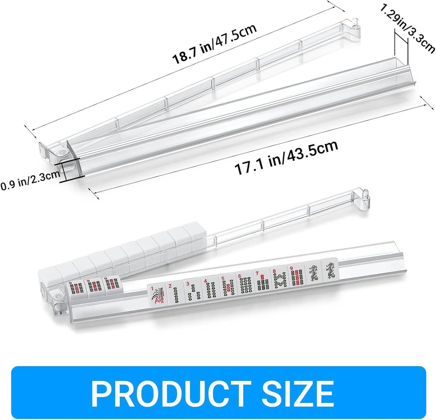 4 PCS Clear Acrylic American Majiang Tile Racks with Pushers,Mahjong All-in-One Tile Rack & Pusher, Modern American Mahjong Tile Racks