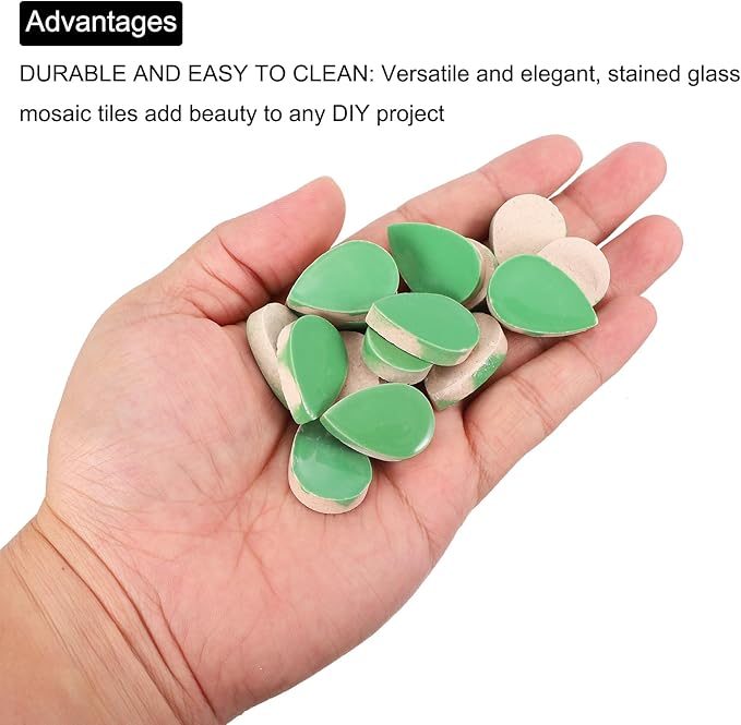 MECCANIXITY 200g Ceramic Mosaic Tiles for Crafts Bulk, Raindrop Green Ceramic Tiles for Mosaic Kits Garden Stepping Stone Cup Mat