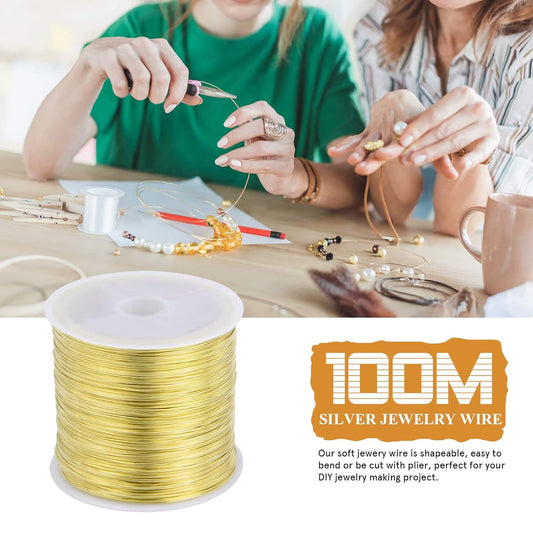 [328 Feet] 26 Gauge Craft Wire Jewelry Wire 100M/0.4mm Gold Plated Thin Brass Wire Soft Metal Wire Bulk for Jewelry Making - Crafty Corner