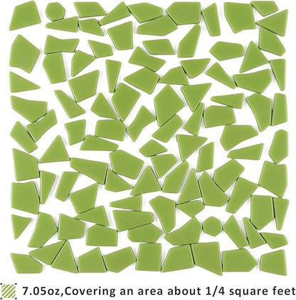 Youway Style Green Glass Mosaic Tiles for Crafts Bulk,200g Broken Glass Tiles for DIY Spring Mosaic Art Decor,Garden Mosaic Supplies