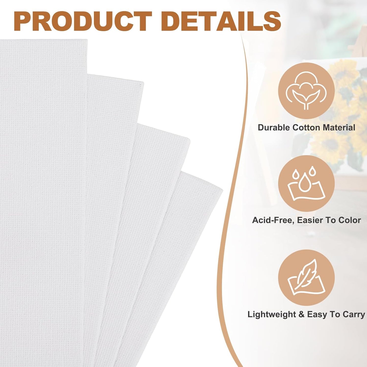 MECCANIXITY Canvas Boards for Painting, 4x4 Cotton Blank Primed Art Canvas Panels Acid-Free for Painting Supplies Oil Acrylic Tempera Watercolor Pouring Paint Artists(White, Pack of 10)