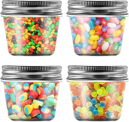 novelinks 4 oz Clear Plastic Jars with Screw-On Lids – Reusable Round Containers for Slime, Food, Spices, Crafts & Kitchen Organization – BPA-Free Storage Jars, 20 Pack