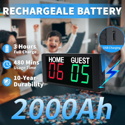 YZ Magnetic Battery Powered Cornhole Scoreboard,Portable Digital Scoreboard with Remote,Ping Pong Score Keeper with Buzzer,LED Electronic Scoreboard for Basketball/Baseball/Volleyball/Billiard Games