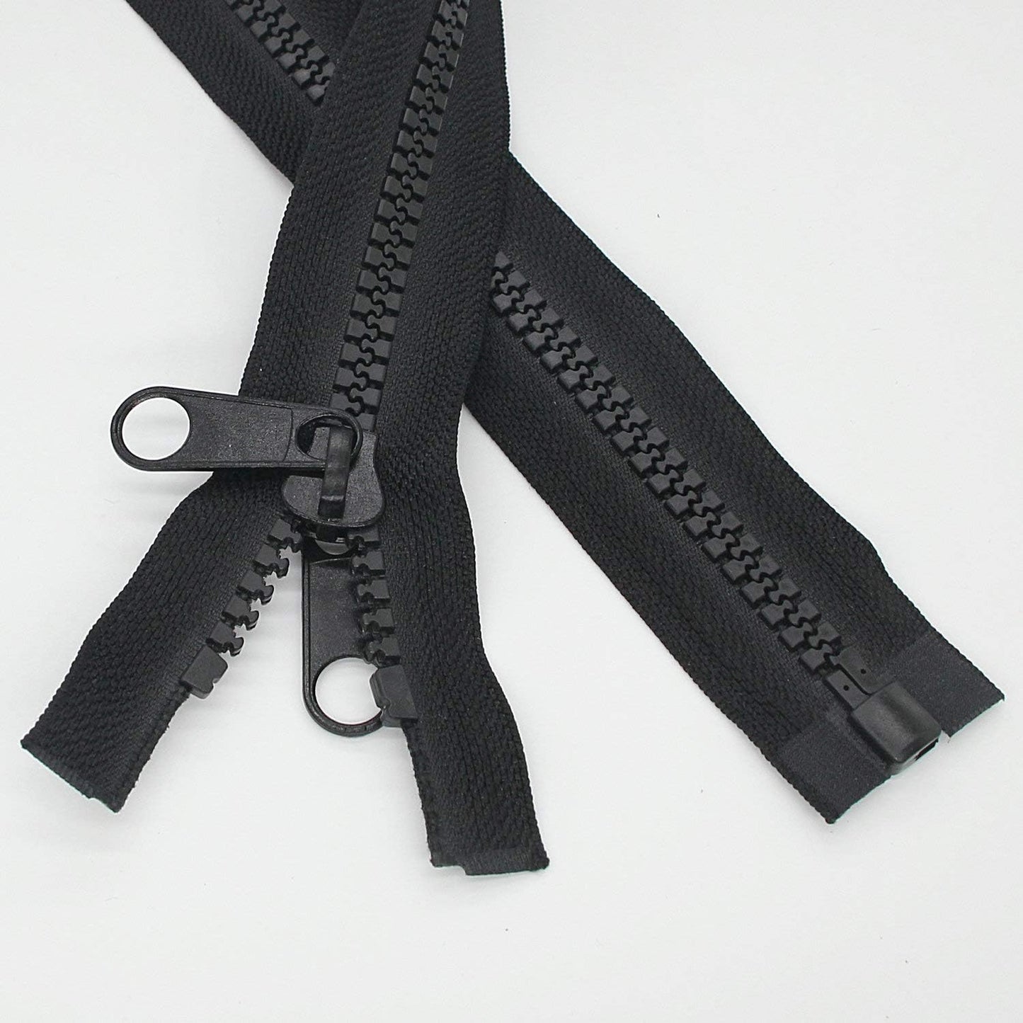 Leekayer 2PCS #10 36 Inch Heavy Duty Zippers for Sewing Separating Large Plastic Zippers Black Tape with Double Pull Tab Slider, Sleeping Bag, Boat, Canvas, Cover, Trampoline, Dog Bed,Tent (36" 2pcs)