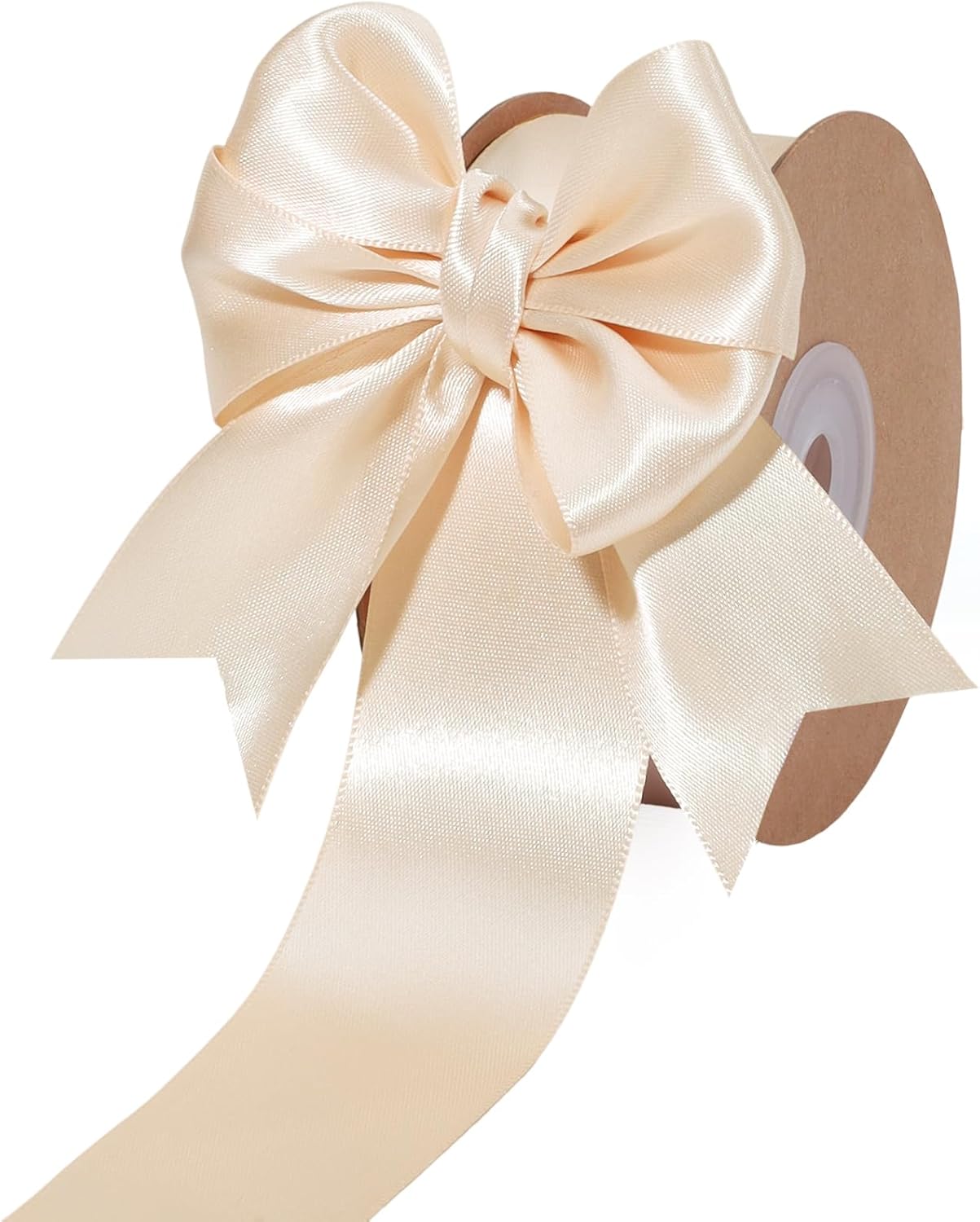 LaRibbons Nude Satin Ribbon 1 1/2 Inch 50 Yards Luxury Double Faced Ivory Silk Ribbon for Flower Bouquet Crafts Gift Wrapping Wedding Bow Christmas Decoration - Crafty Corner