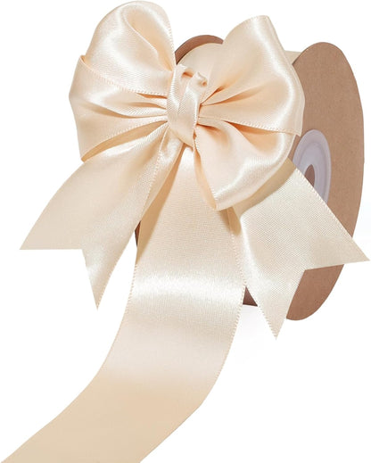 LaRibbons Nude Satin Ribbon 1 1/2 Inch 50 Yards Luxury Double Faced Ivory Silk Ribbon for Flower Bouquet Crafts Gift Wrapping Wedding Bow Christmas Decoration - Crafty Corner