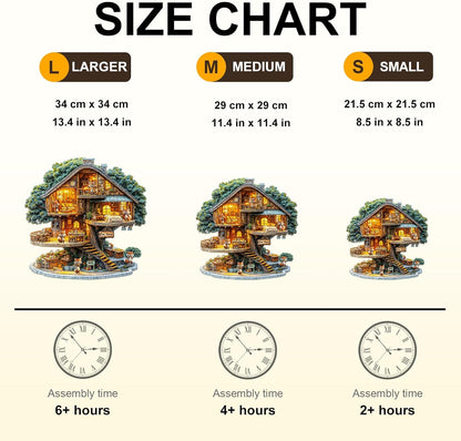 WOODBESTS Wooden Puzzles for Adults (195 Piece, M, 11.4 * 11.4in) Fox House Wood Puzzle Adult, Unique Wooden Animal Jigsaw Puzzles, Family Game and Birthday Gifts for Friend