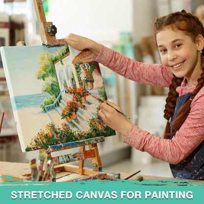 ESRICH Stretched Canvas for Painting, 10 Pack 8x8 Canvas for Painting Primed Acid-Free, Wood Framed Blank Canvas, Art Canvases for Beginners, Artists for Oil,Acrylic Paint, Pouring Painting.