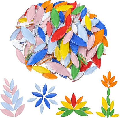 Youway Style 1lb Petal Mosaic Tiles for Crafts,Glass Flower Mosaic Tiles, Vibrant Multicolor Glass Pieces for DIY Coasters & Garden Decor Accents