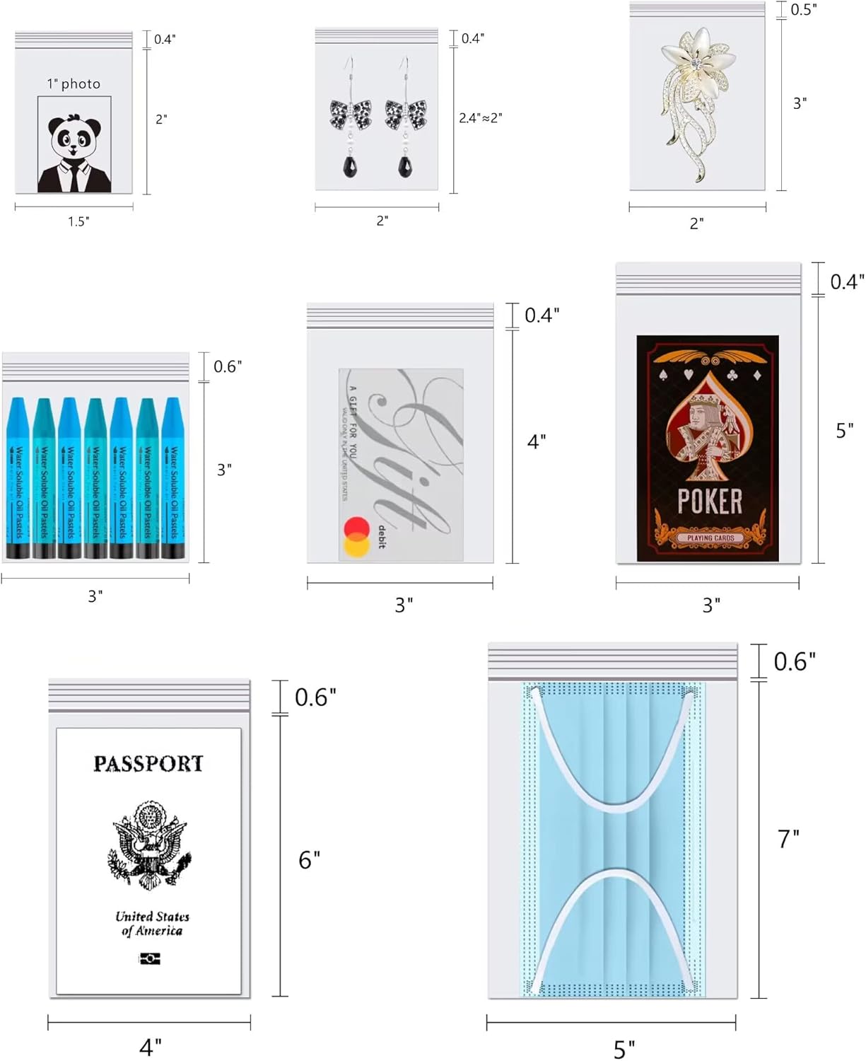 Small Plastic Jewelry Bags 300pcs 3" x 3" Tiny Clear Zip Baggies Resealable Zipper Poly Bags for Candy Jewerly Vitamins Beads Crafts Photos 2 Mil (8 Sizes to Choose from)