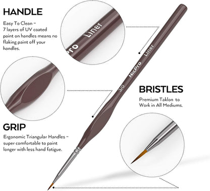 Nicpro 7 PCS Micro Fine Detail Paint Brush Set, Small Miniature Fine Tip Detail Brushes Kit for Acrylic Oil Watercolor, Models, Paint by Numbers, Miniature Painting, Craft, Rock Painting (Brown)
