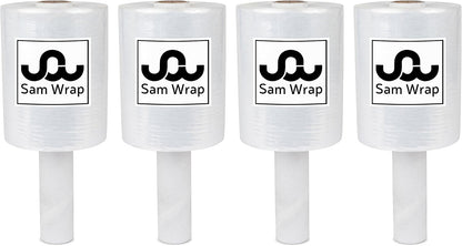 (R) Stretch Wrap 5" x 1000' Roll With Handle, 80 Gauge Extra Thick Durable Self-Adhering Plastic Wrap for Moving, Packing Wrap Industrial Strength, Clear Plastic Pallet Shrink (4 Pack)