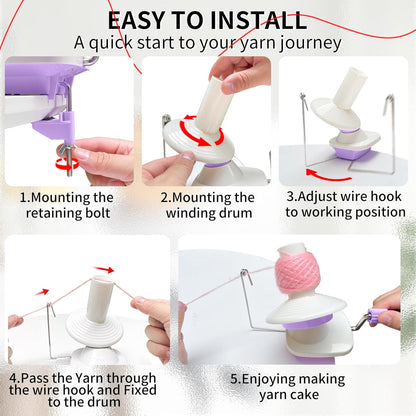 SPEENSUN Yarn Winder, 3.5 OZ Easy-to-Install and Efficiently Yarn Spinner with Lower Noise, Robust ABS Material Ball Winder for Crochet and Knitting Lover for Yarns Below Size 5