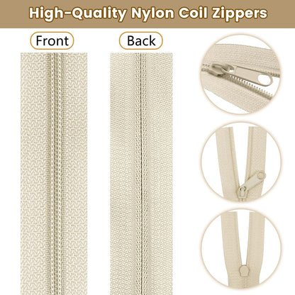 DOITEM 24 Yards 8 Pieces Sewing Zippers #3 Nylon Coil Zippers Assorted Zipper for Sewing with 32 Zipper Sliders for DIY Tailor Sewing Crafts Supplies, 8 Color