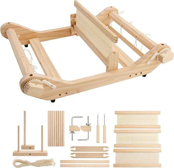 WILLOWDALE 12 Inches Rigid Heddle Loom, Weaving Loom Kit with Shed Stick, Wooden Multi-Craft Weaving Loom for Adults, Threads Warping Frame with Pegs and Yarn Stand, Frame Loom for Beginner