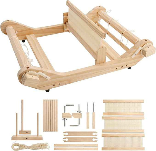 WILLOWDALE 12 Inches Rigid Heddle Loom, Weaving Loom Kit with Shed Stick, Wooden Multi-Craft Weaving Loom for Adults, Threads Warping Frame with Pegs and Yarn Stand, Frame Loom for Beginner