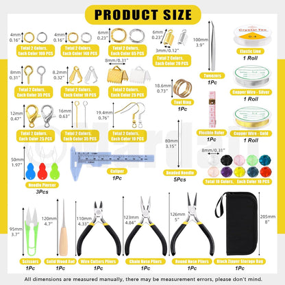 Mardatt 1250Pcs Jewelry Making Supplies Kit Includes 10 Colors 8mm Crystal Beads, Jewelry Pliers, Wires, Jump Ring Opener, Tweezers, Awl, Thimble Ring Jewellry Accessories for Jewellry Repair - Crafty Corner