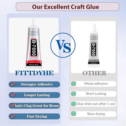 B7000 Jewelry Glue for Making, FITTDYHE 1PCS 50ML/1.69 fl oz Clear Adhesive for Rhinestone, Fabric, Multipurpose Super B-7000 for Phone Repair, Nail Art, Wood, Glass, Charms