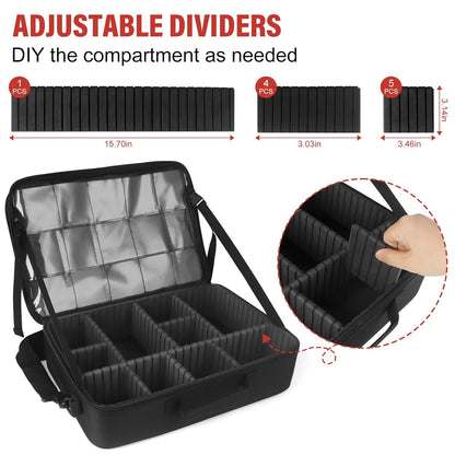 Xykzra MTG Bag Card Storage Box for 2000+ Cards,3-Layer Card Deck Box with Dividers and Shoulder Straps,Trading Card Case Fits for MTG/TCG/Magic/Sports Cards - Black