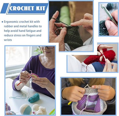 IMZAY 120Pcs Crochet Hooks Set for Beginners, Complete Crochet Kit with Case, Ergonomic Knitting Needle, Stitch Markers, Yarn Needles & Knitting Accessories for Crochet Lovers