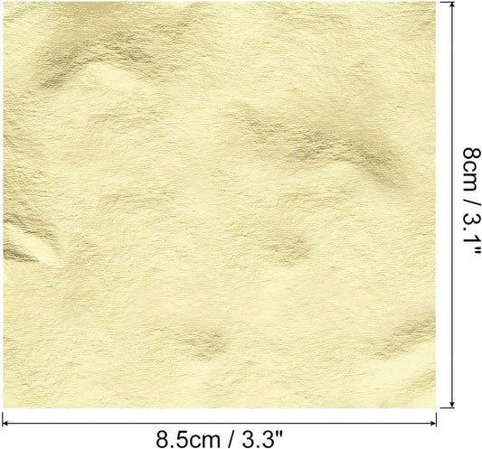 MECCANIXITY Gold Leaf Foil Sheet, Light Silver Leaf Papers, 3.3 x 3.1inch for Art Decoration, Sculptures, Painting, Pack of 100