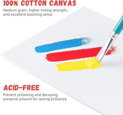 Simetufy 72 Pack 8 x 10 inch Canvas Boards for Painting Flat Canvas Panels Bulk Value Pack for Classes and Parties 100% Cotton for Acrylics Paint