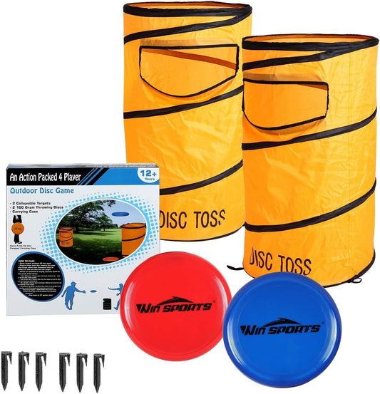 Folding Disc Toss Game Set - Flying Disc Toss Dunk Game Set - Includes 2 Disc Targets with Bean Bag & 2 Flying Discs & Carrying Case - Great for Backyard,BBQs,Tailgating