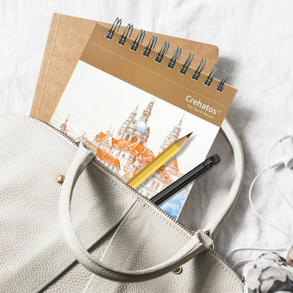 Crehatos 5.5" x 8.5" Small Sketch Book, Top Spiral Bound Sketch Pad, 100 Sheets Each 68lb/100gsm Drawing Paper, 2 Pack - Crafty Corner