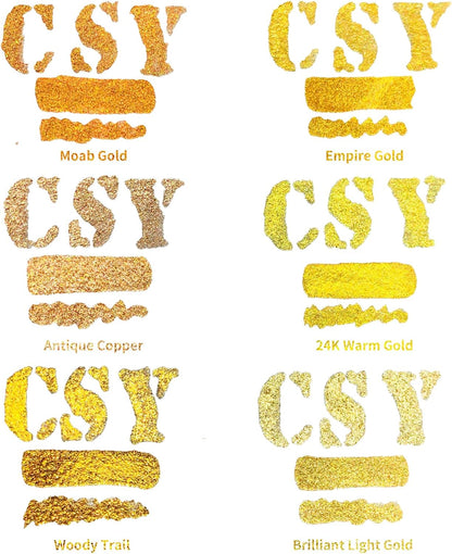 CSY art gallery Metallic Acrylic Paint Ink-Water Resistant Drawing Inks Set-24K Gold Alcohol Ink-Mica Paint for Resin, Rock,Markers Refill,Wood,Crafts (Fallen Leaves Starlight Set) - Crafty Corner