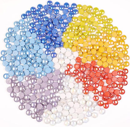 12mm Round Mosaic Tiles for Crafts, 200g Iridescent Recycled Glass Mosaic Pieces for Art Supplies, DIY Mosaic Making Kit for Hobbies & Art (Irisident Mix)