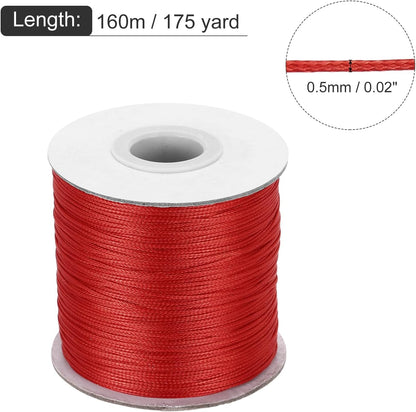MECCANIXITY Waxed Cord 0.5mm Waxed Polyester Cord 175 Yard Wax String for Bracelet Making, Necklaces, Beading, Jewelry Making and DIY Crafts(Red)