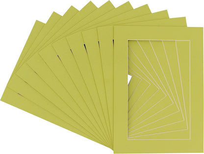 11x14 Mat for 8.5x11 Photo - Precut Pistachio Green Picture Matboard for Frames 11 x 14 Inches - Bevel Cut to Display Art 8.5 x 11 Inches - Acid Free Pack of 10 MATS with Backing Boards & Clear Bags