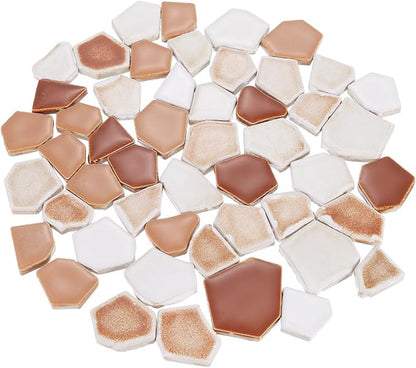uxcell 500g/1.1LB Irregular Ceramics Mosaic Tiles, 2.3-4.2 cm Bulk Stained Ceramic Mosaic Pieces Stones Mosaic Kits for DIY Art Craft Projects Home Decor, Mixed Brown