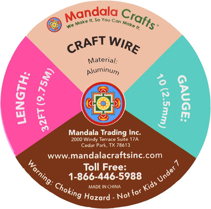 Mandala Crafts 10 Gauge Anodized Aluminum Craft Wire for Jewelry Making - 32 FT Colored Flexible Burnt Orange Wire - Bendable for Bonsai Armature Crafting Sculpting - Crafty Corner