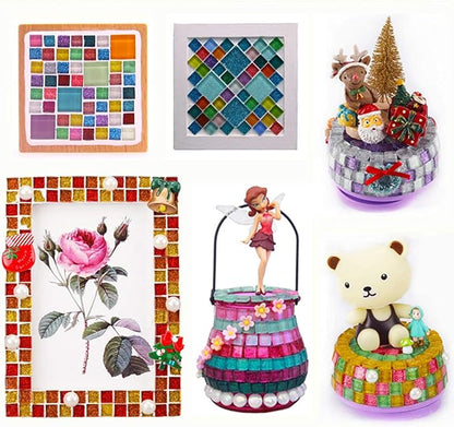 Mosaic Tiles,Glass Tiles, Shine Crystal Mosaic Glass Pieces Bulk Square Glitter Crystal Mosaic Tiles for Home Decoration or DIY Crafts 200g,1x1 cm,Coffee