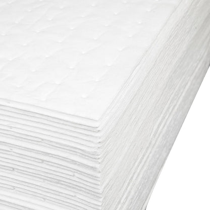 PONO 50 Pcs Oil Absorbent Pads, 15x20 IN White Heavy Weight Oil-Only Absorbent Pad,Used for Oil Spill Cleaning in Garage Workshop, Reusable, Washable, Durable