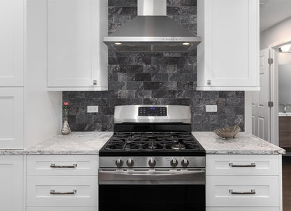 100 Pieces Peel and Stick Backsplash for Kitchen, 3" x 6" PVC Subway Tile 2025 Upgraded Graphite Stone Backsplash Stick on Tile Elevate Kitchen Fireplace RV