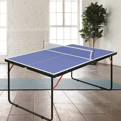 4.5FT/6FT/8FT Mid-Size Table Tennis Table Ping-Pong Table Set Foldable & Portable Table Indoor Outdoor for Family Game