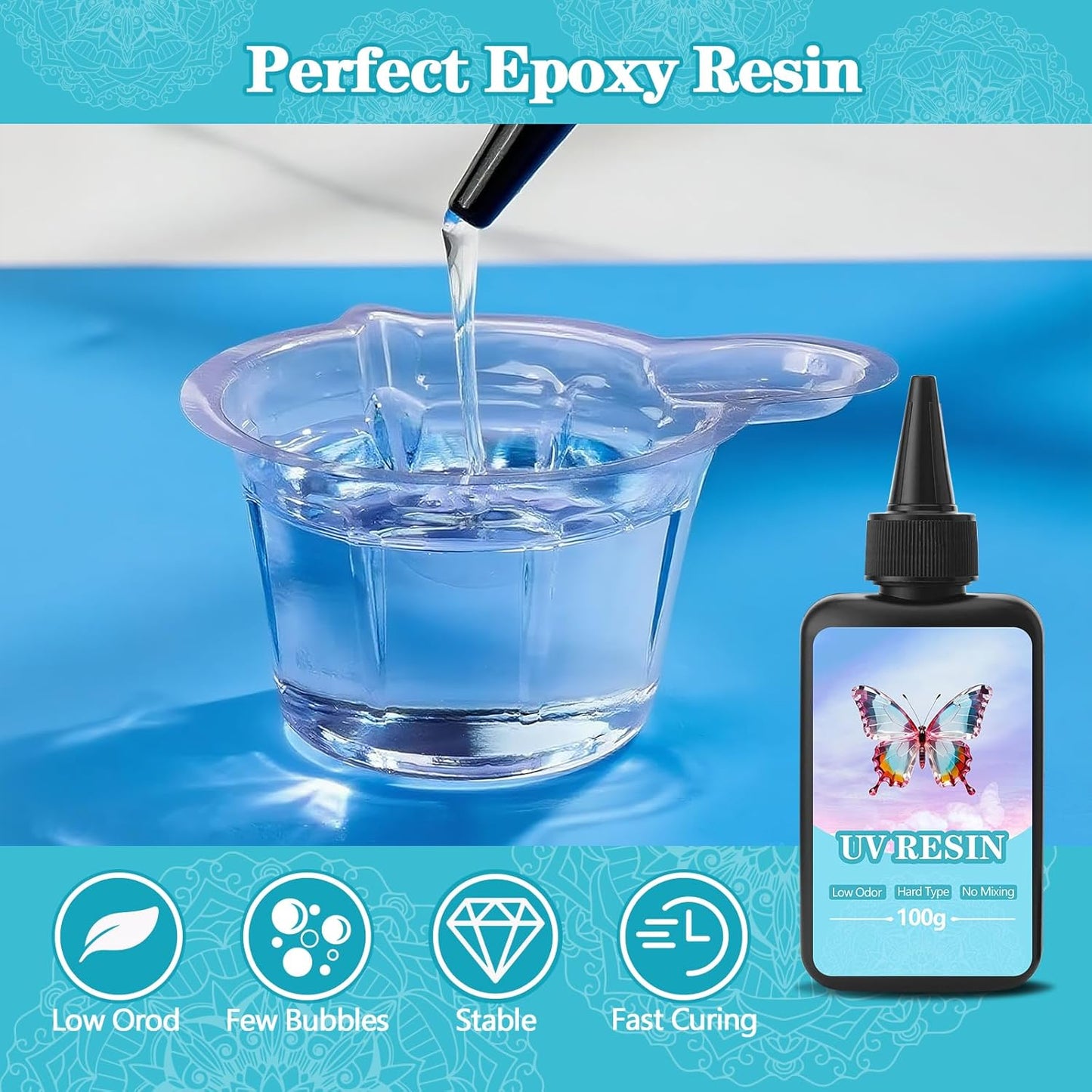 EKACO 500g UV Resin, Upgraded Hard Type Crystal Clear Ultraviolet Epoxy Resin Hard for Craft Jewelry Making, Craft Decor, Key Chain Making