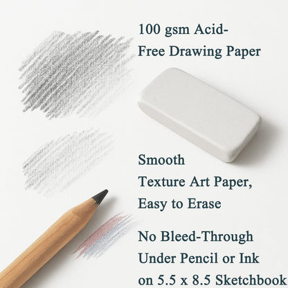 Small Sketchbook 5.5" x 8.5" - 2 Pack Top Spiral Mini Sketch Pad, Small Sketch Book Hard Cover, 100 Sheets Each 68lb/100gsm - Mini Drawing Paper for Kids, Portable Drawing Pad for Beginners & Artists. - Crafty Corner