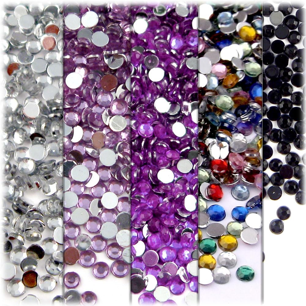 The Crafts Outlet 5-PK Set (7,200-Piece), Round 3mm Rhinestones, Flatback, Red Tones 2 - Crafty Corner