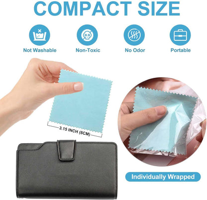 SEVENWELL 100pcs Jewelry Cleaning Cloth Turquoise Polishing Cloth for Sterling Silver Gold Platinum Small Silver Polish 8x8cm