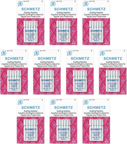SCHMETZ Quilting Needles - Size 90/14, 5-Needle Cards, Pack of 10