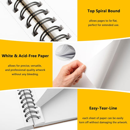 WINNER 5.5" x 8.5" Sketch Book, 4-Pack 400 Sheets Spiral Bound Art Sketchbook, 68lb/100gsm White Acid Free Drawing Pad, Painting Drawing Writing Sketch Pad for Kids, Adults, Teens, Girls & Boys