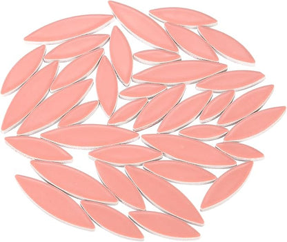 uxcell Ceramic Mosaic Tile, About 200g Teardrop Leaf Tile Mosaic Block for Handicrafts Artwork, Light Red
